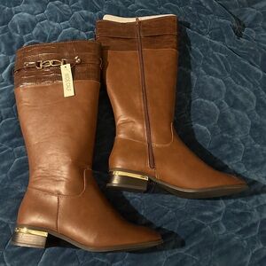 Brown Leather Knee-High Boots